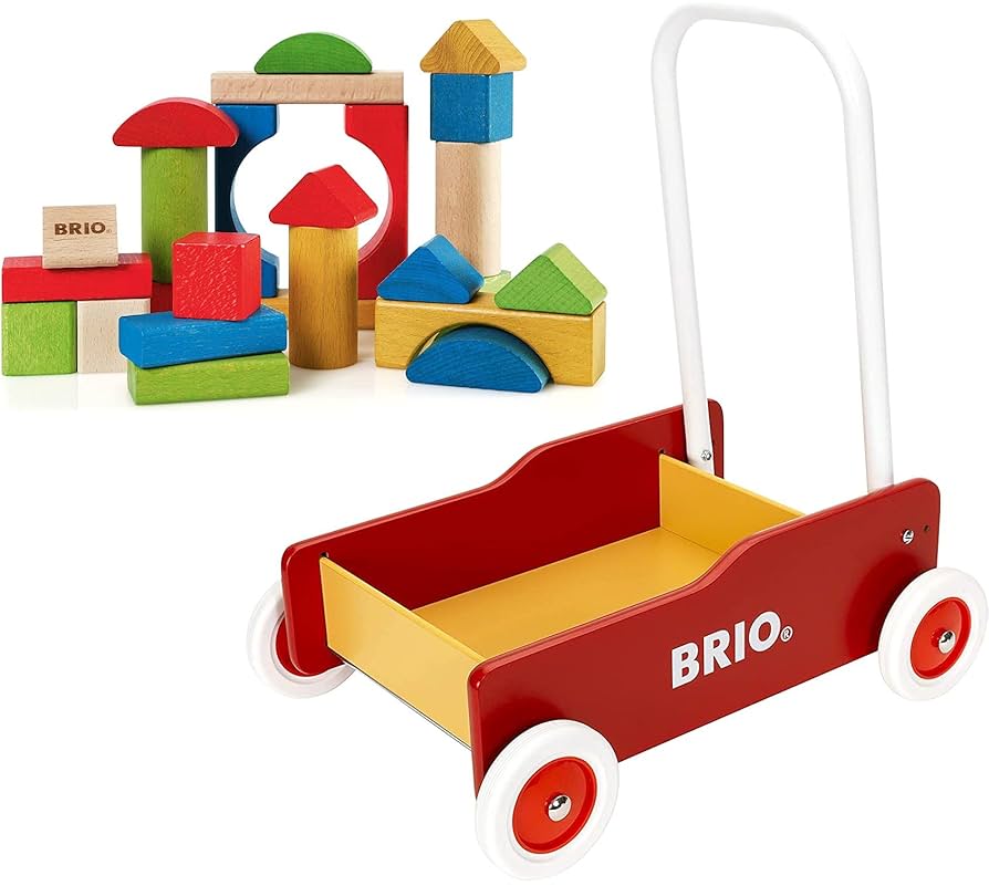 Amazon | (BRIO ブリオ) 手押し車（赤）＆ カラー つみき 25